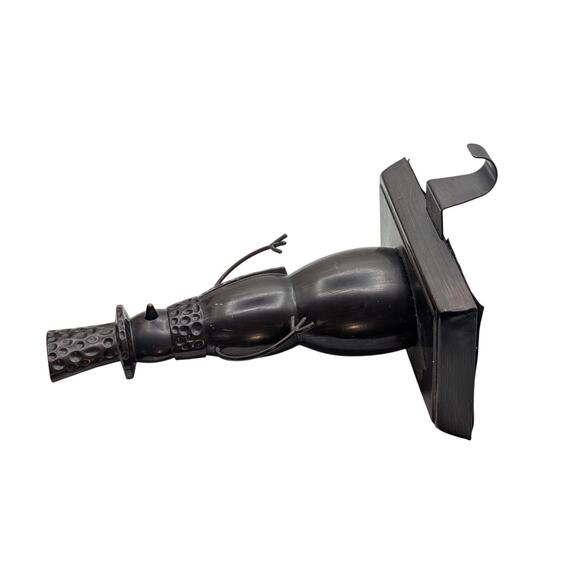 Christmas Stocking Hanger Bronze Heavy Metal Snowman - Picture 3 of 5